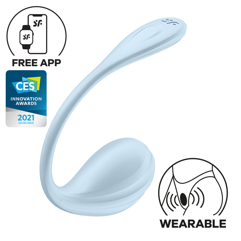 Satisfyer Smooth Petal - Light Blue - Light Blue USB Rechargeable Wearable Stimulator with App Control