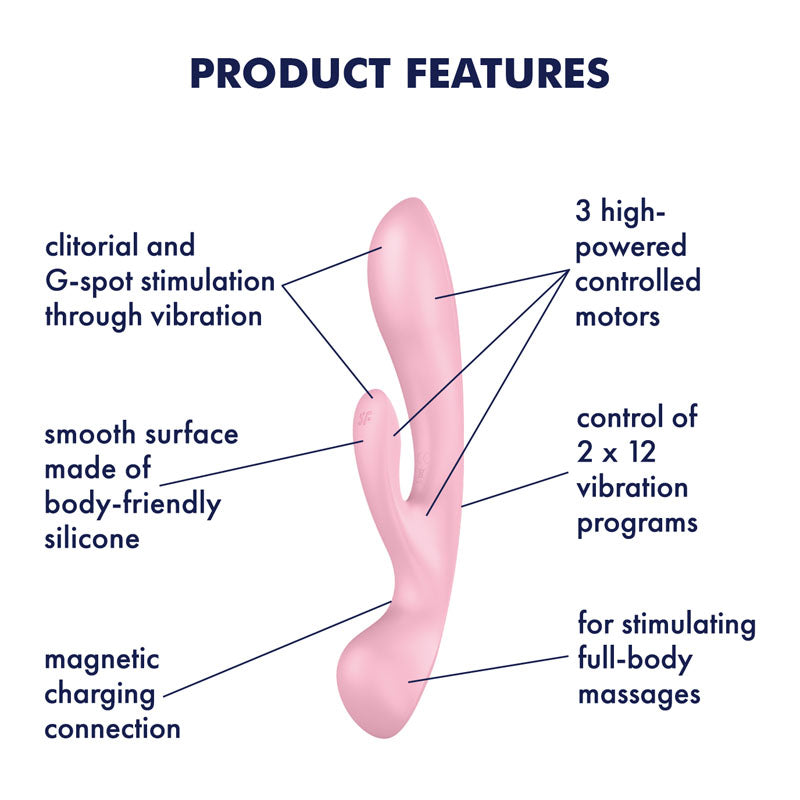 Satisfyer Triple Oh - Pink USB Rechargeable Rabbit Vibrator