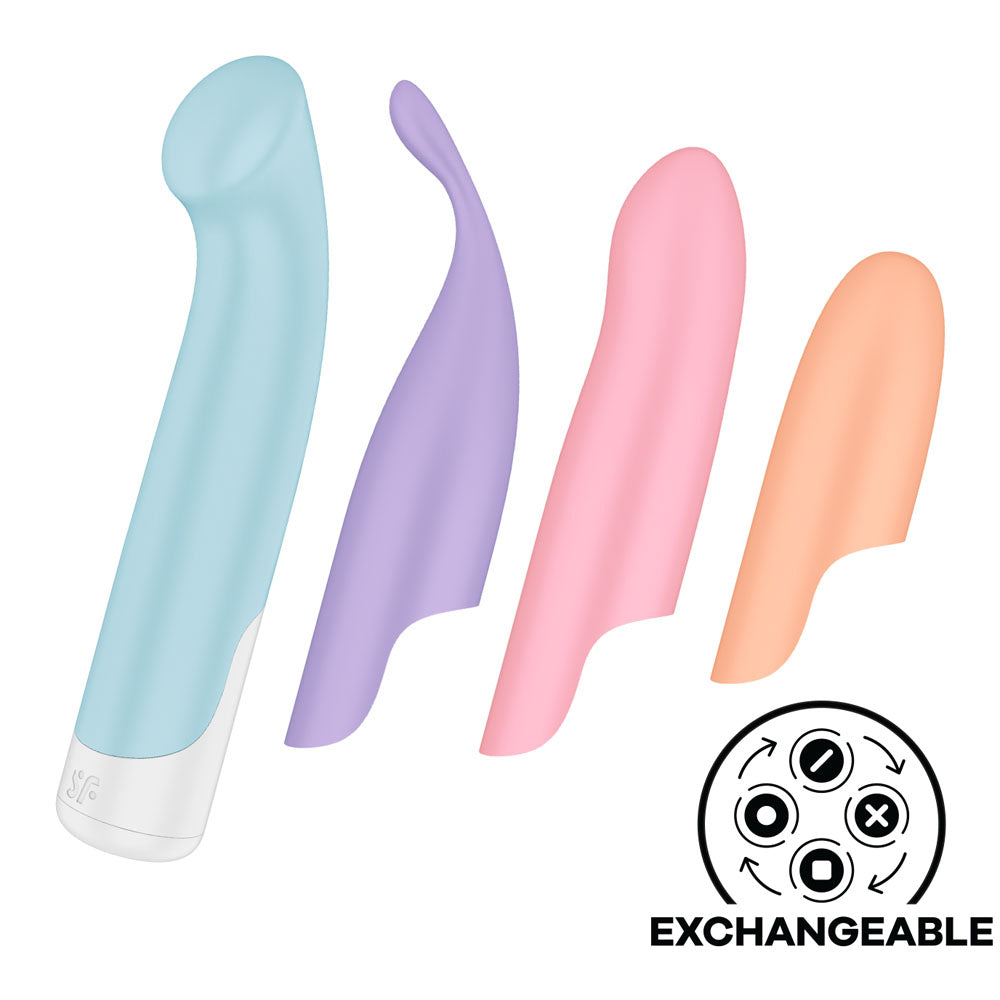 Satisfyer Playful Four - USB Rechargeable Vibrator with 4 Interchangeable