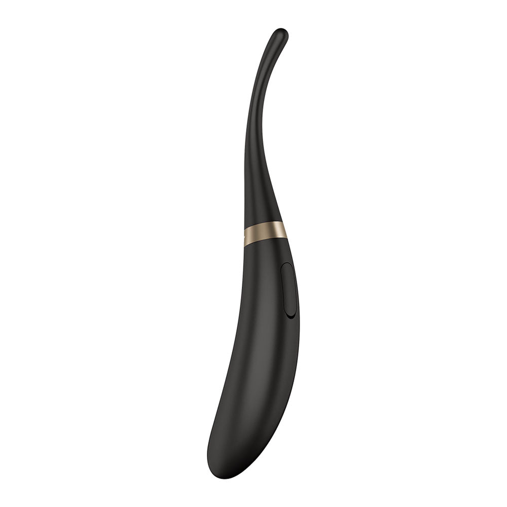 Satisfyer Tip Tease - Black - Black USB Rechargeable Vibrator with Twirling Tip