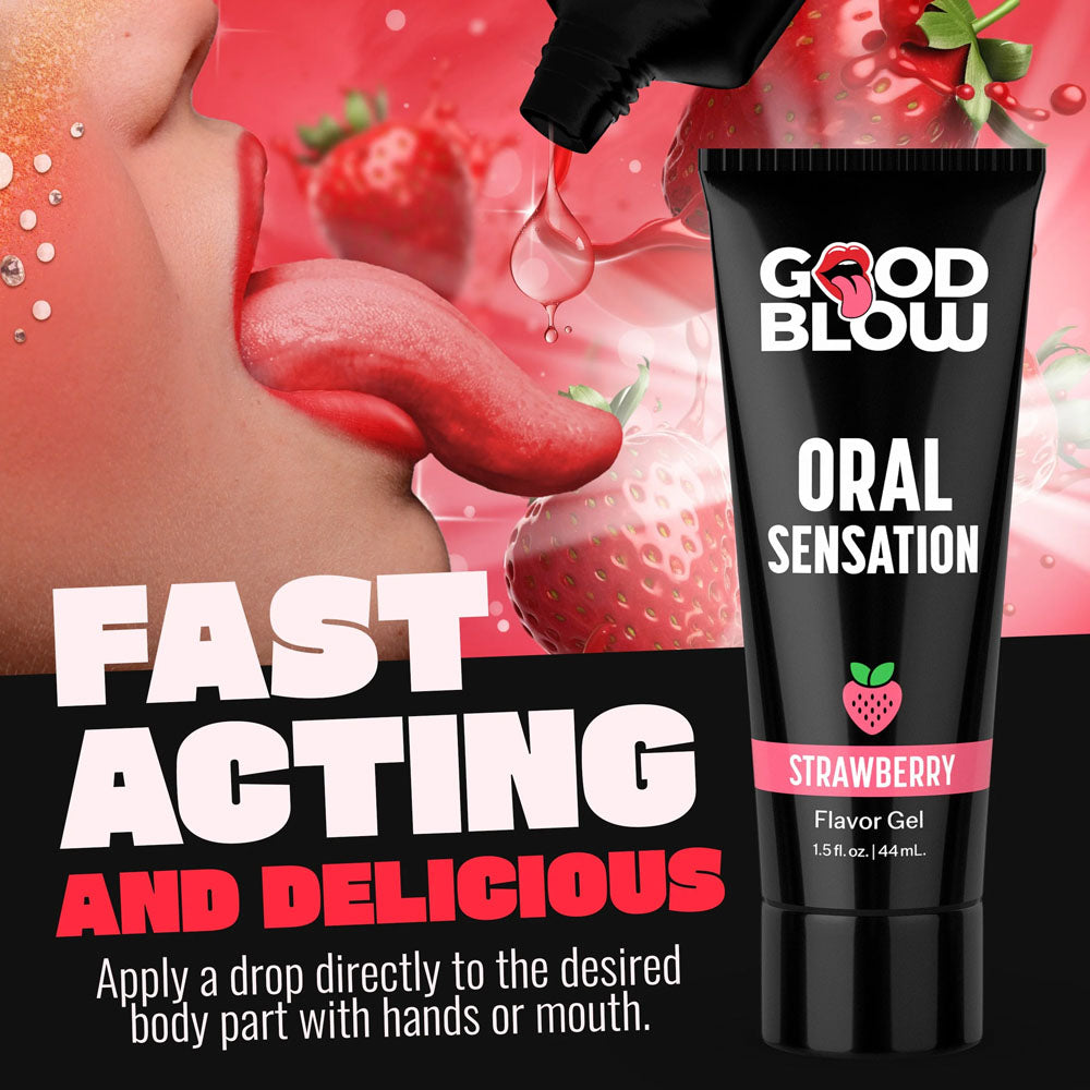 Good Blow Oral Sensation Gel - Strawberry - Strawberry Flavoured Oral Sex Gel - 44 ml Tube
