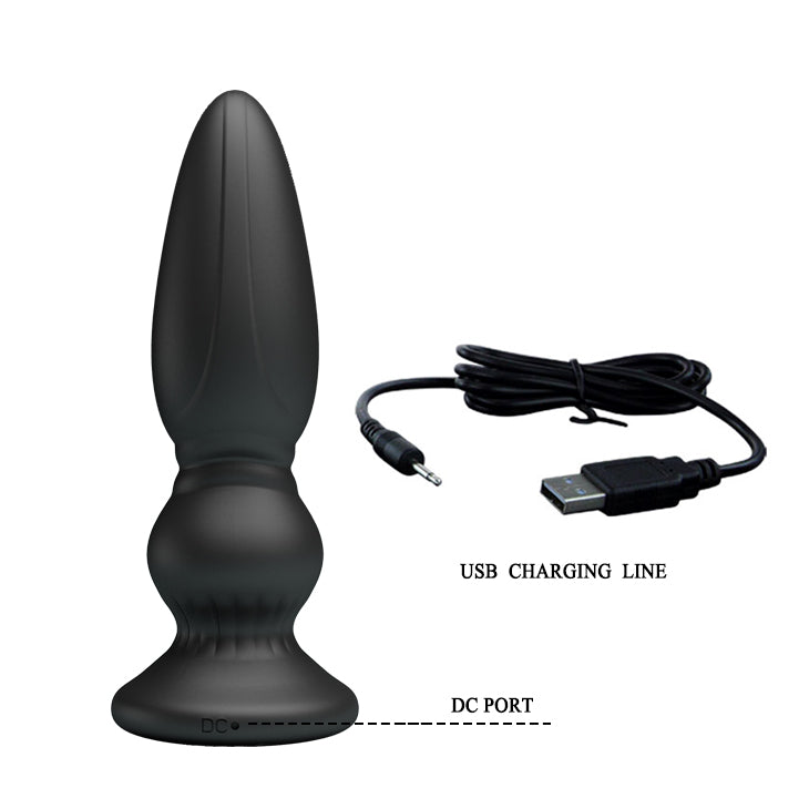 MR PLAY Powerful Vibrating Anal Plug - Black 12.5 cm USB Rechargeable Vibrating Anal Plug with Remote