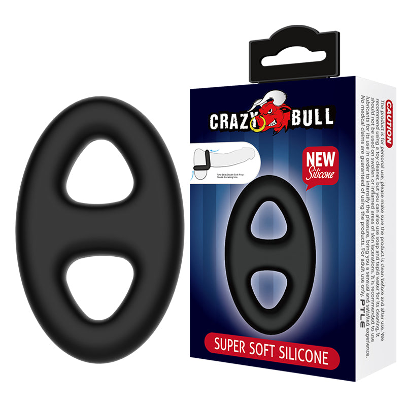 CRAZY BULL Oval Cock & Ball Ring - Black Cock & Ball Ring