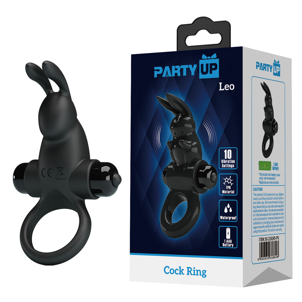 Party Up LARRY Vibrating Cock Ring - Black Vibrating Cock Ring