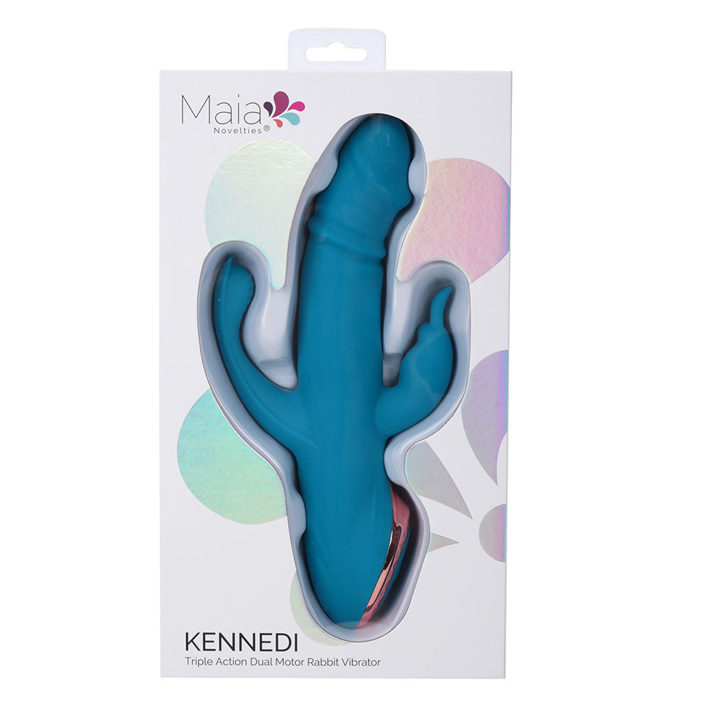 Maia KENNEDI - Blue 23.5 cm USB Rechargeable Triple Stimulating Vibrator