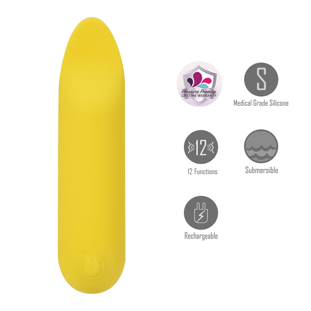Maia TAWNI - Yellow - Yellow 9 cm USB Rechargeable Bullet with Flickering Tip