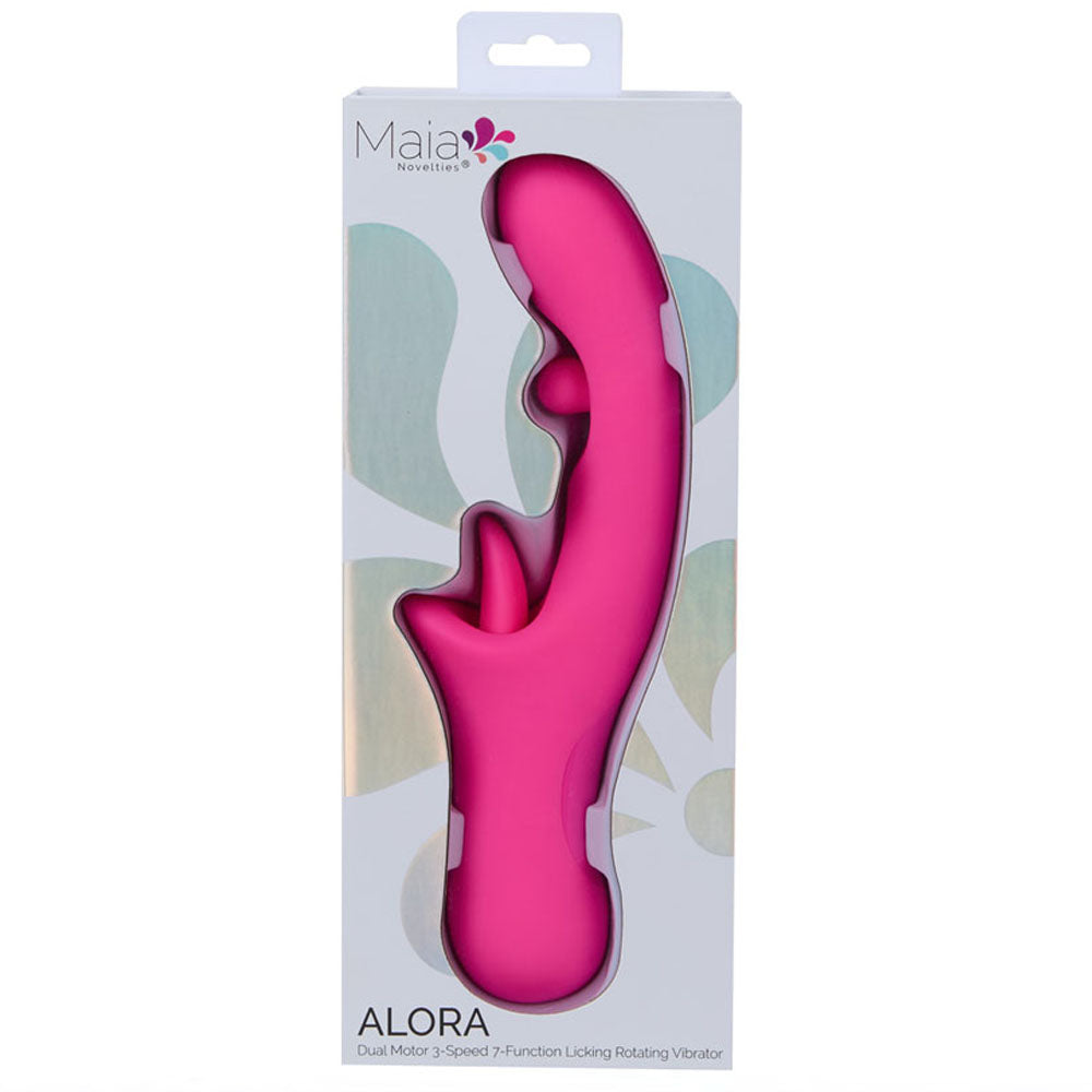 Maia ALORA - Pink 24.1 cm USB Rechargeable Rotating & Licking Vibrator
