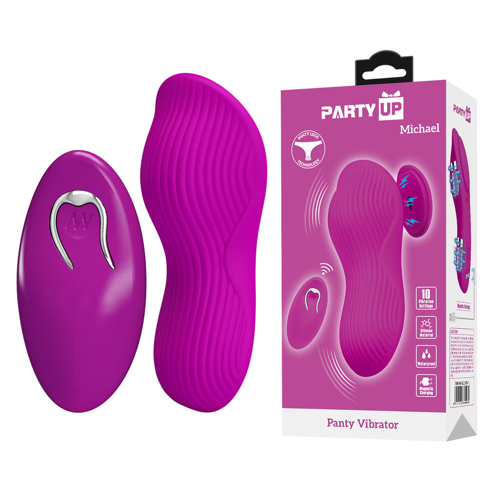 Party Up MICHAEL Panty Vibe - Pink - Pink USB Rechargeable Panty Vibrator with Wireless Remote Control