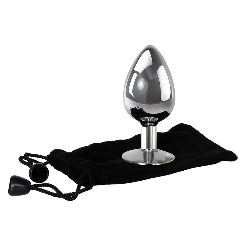 Adam & Eve Clear Gem Anal Plug - Large - Metallic 9.5 cm Large Butt Plug with Clear Gem Base