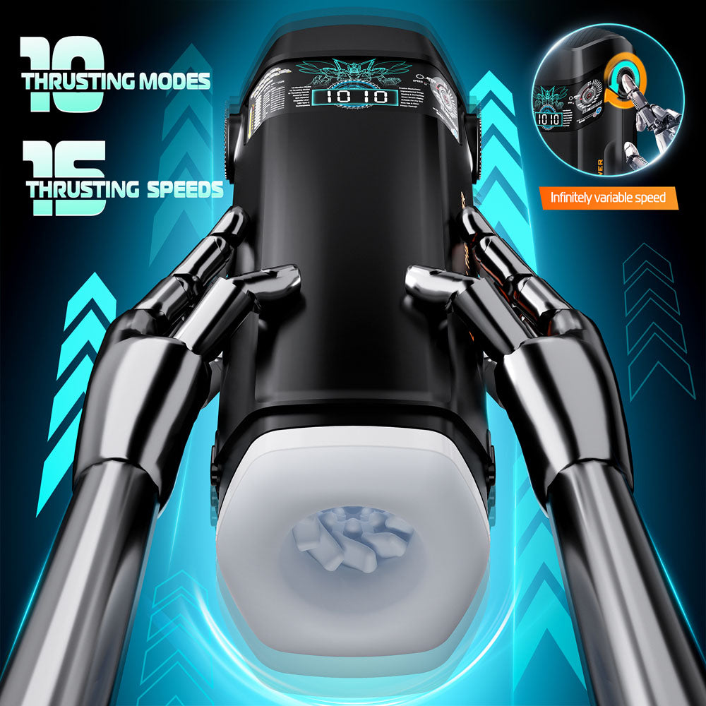 CyberSkin The Titan - Black USB Rechargeable Thrusting & Vibrating Auto Masturbator with Heater