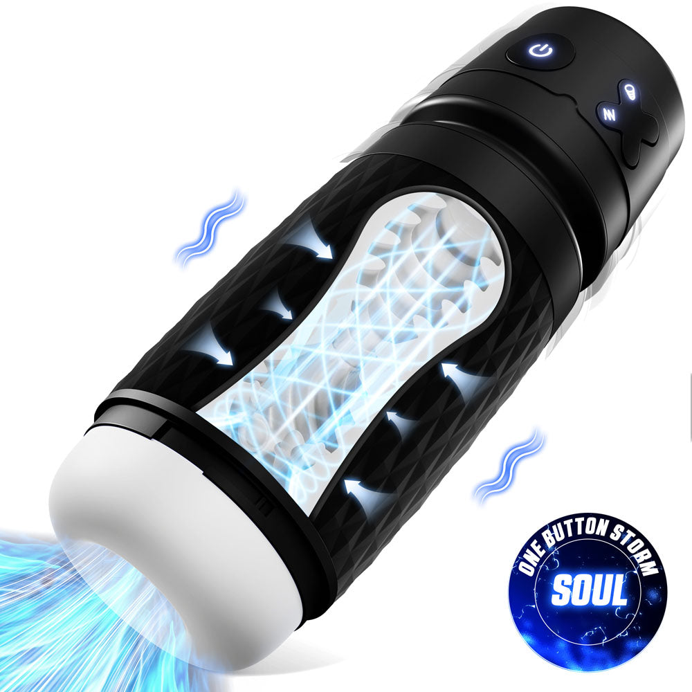 CyberSkin The Warrior - Black USB Rechargeable Sucking & Vibrating Auto Masturbator