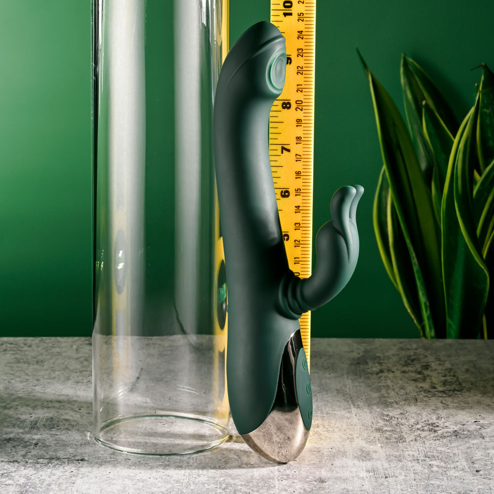 Evolved RABBIT TAP TAP - Green 25 cm USB Rechargeable Rabbit Vibrator with Tapping Tip
