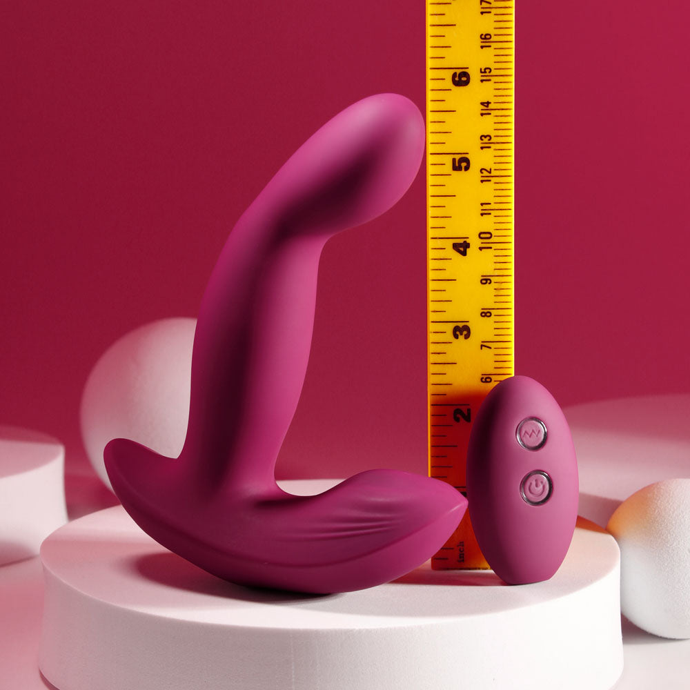 Evolved COME ON OVER - Burgundy Red 15.9 cm USB Rechargeable Vibrator with Wireless Remote