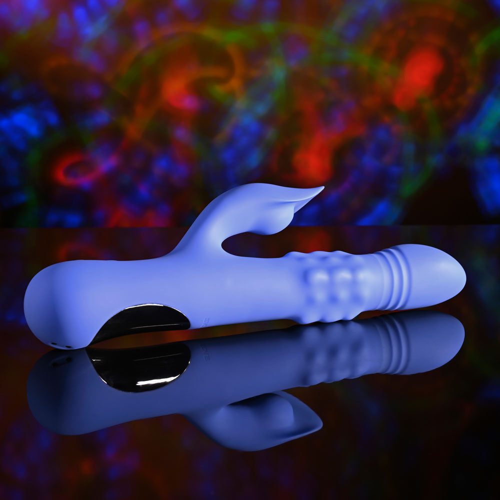 Evolved POP GOES THE O - Purple 24.7 cm USB Rechargeable Thrusting & Bulging Rabbit Vibrator