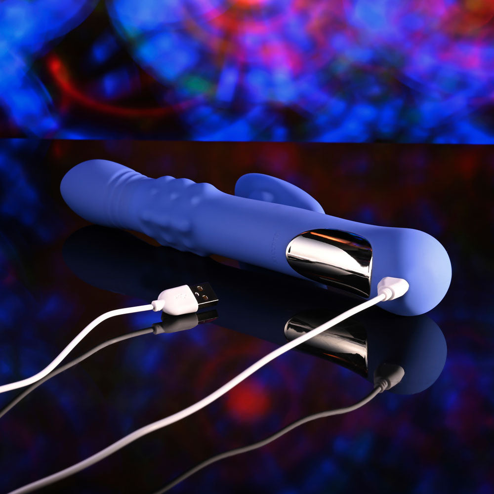Evolved POP GOES THE O - Purple 24.7 cm USB Rechargeable Thrusting & Bulging Rabbit Vibrator