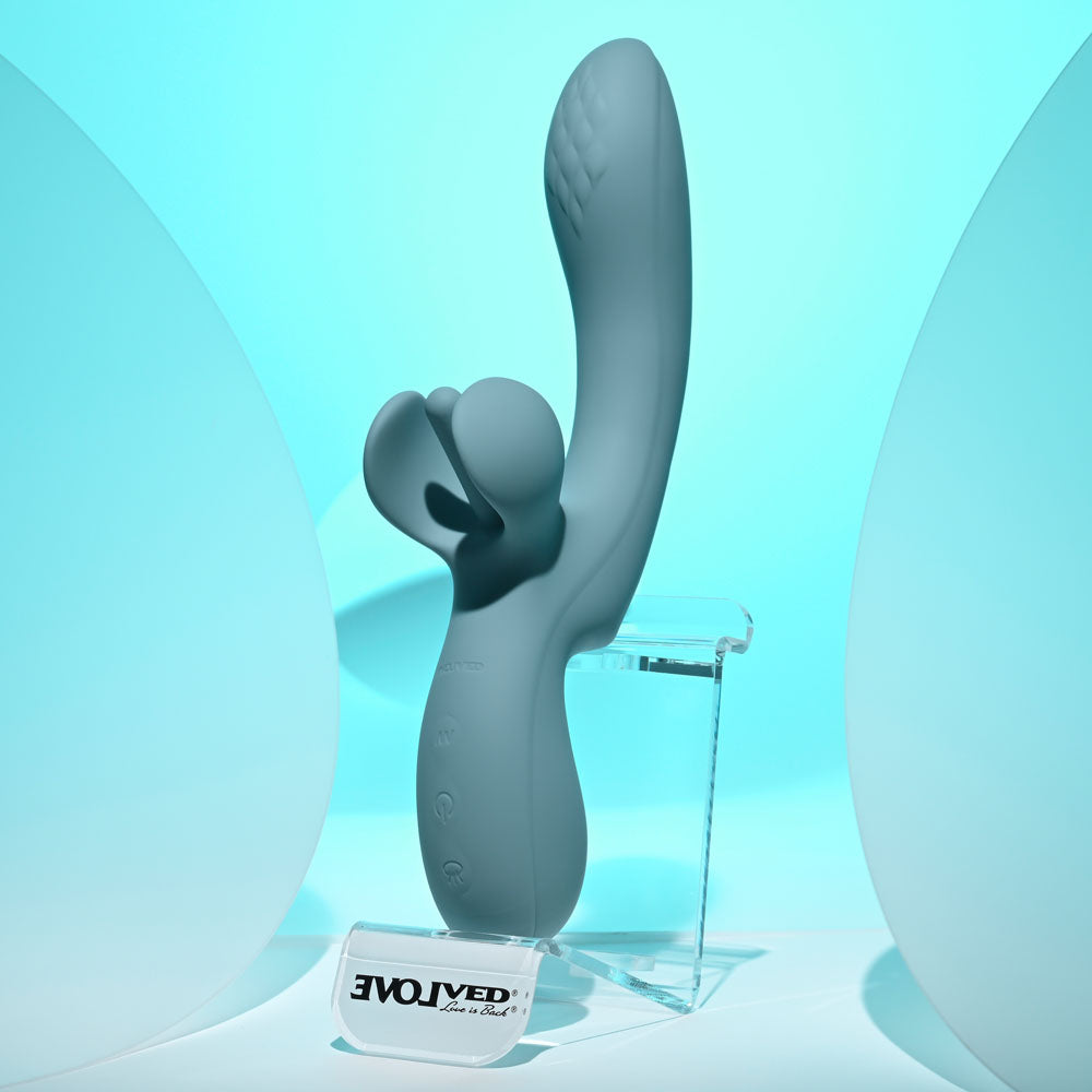 Evolved TAKE YOUR FLICK - Grey 24.1 cm USB Rechargeable Vibrator with Flicking Clitoral Stimulator