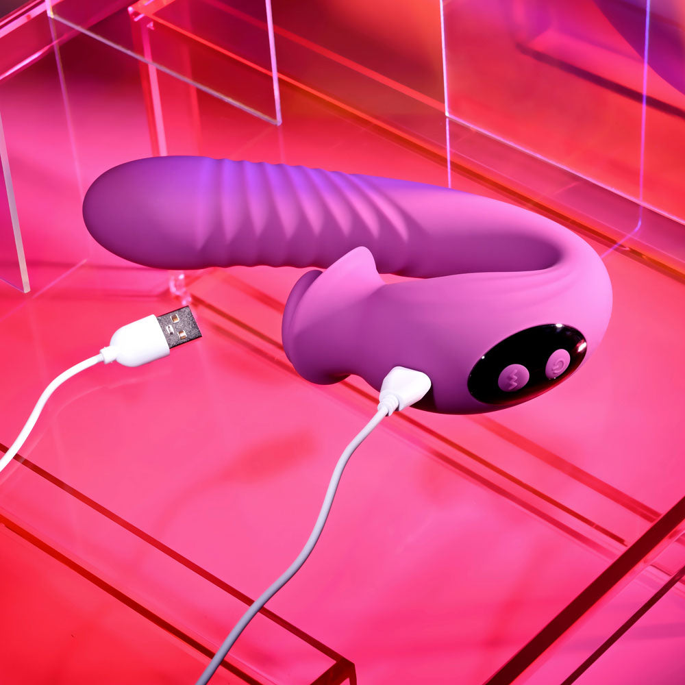 Evolved DEEP ECSTASY - Purple 16.5 cm USB Rechargeable Thrusting and Tapping Vibrator