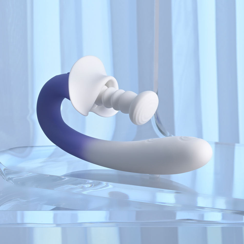 Evolved SPRING LOADED - White/Purple 23 cm USB Rechargeable Multi-Tapping Vibrator