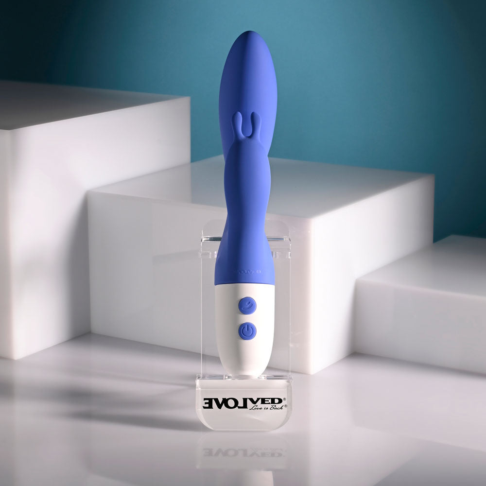 Evolved FUNNY BUNNY - Blue 20 cm USB Rechargeable Rabbit Vibrator