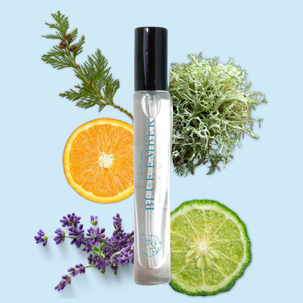 Eye Of Love Love In Bloom Blue Ember Pheromone Cologne - 10ml - Citrus & Cedar Scented Pheromone Cologne for Men to attract Women - 10 ml Spray