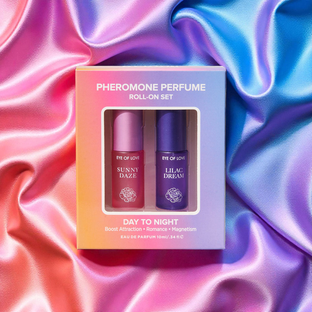 Eye Of Love Love In Bloom Pheromone Perfume Roll-On Set - Day to Night (Sunny Daze & Lilac Dream) Pheromone Perfume Oils for Women to attract Men - 10 ml Roll On Bottles
