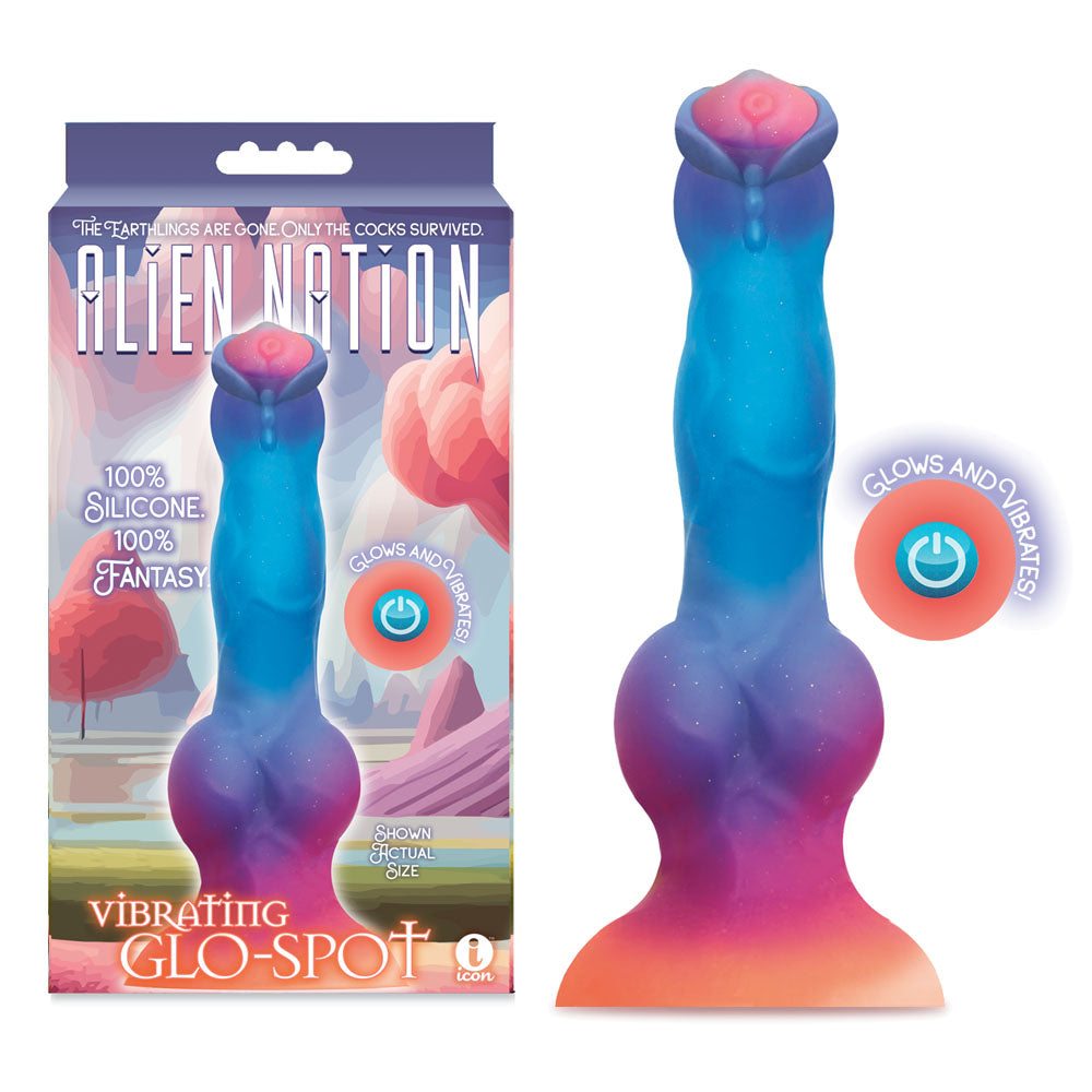 Alien Nation - Glo-Spot - Glow In Dark Coloured 21.6 cm USB Rechargeable Vibrating Fantasy Dong