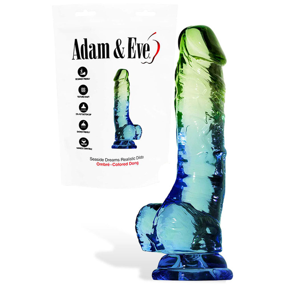 Adam & Eve SENSUAL SEASIDE 8.5'' Dildo - Blue/Green 21.5 cm Dildo