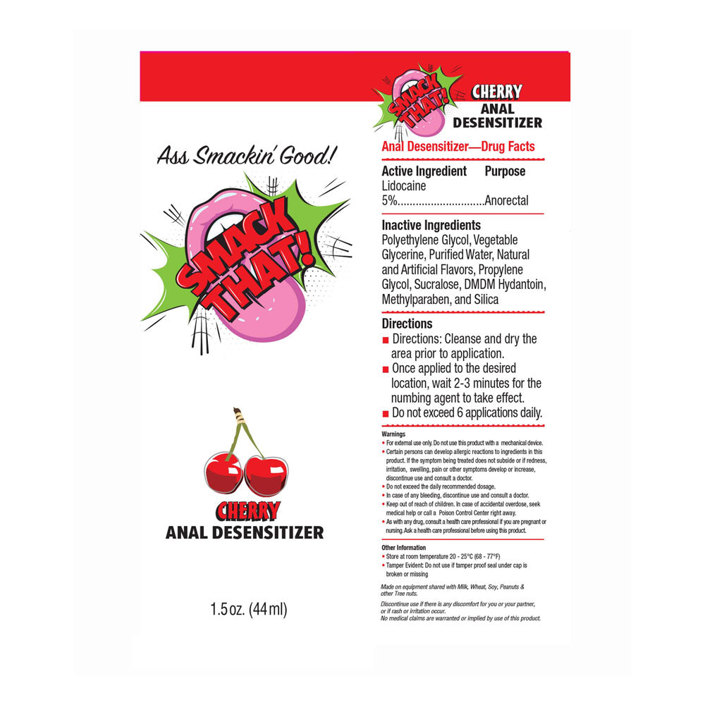 Smack That! Anal Desensitiser - Cherry - Cherry Flavoured Anal Desensitiser - 44 ml Tube