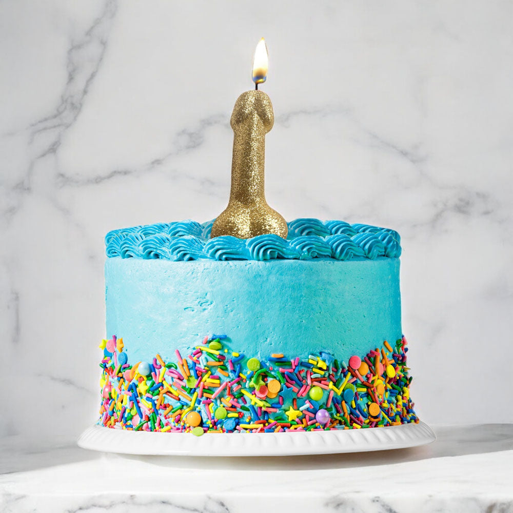 Glitterati Gold Glitter Penis Candle - Gold 10 cm Penis Party Candle