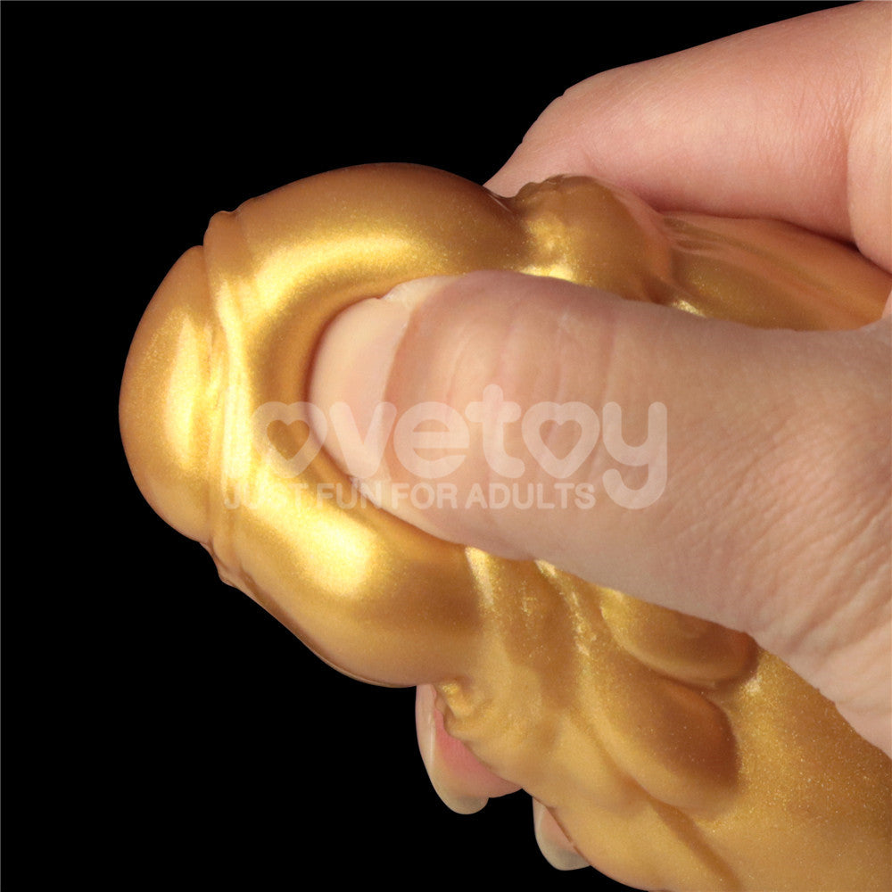 Aerosx 10 Inch Dual Density Inflatable Dildo - Gold/Blue 33 cm Inflatable Fantasy Dildo