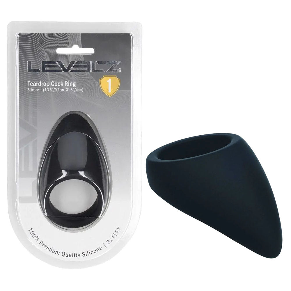 LEVELZ Teardrop Silicone Cock Ring - Black - Black Cock Ring