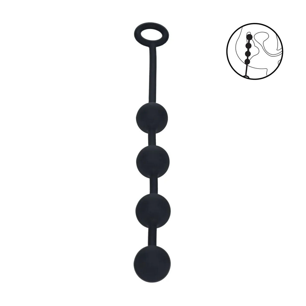 LEVELZ Round Silicone Anal Balls - M - 20mm - Black 32 cm Medium Anal Balls