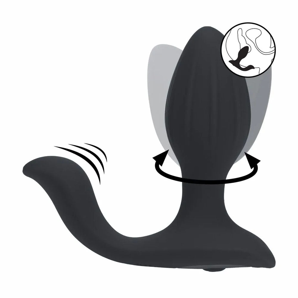 LEVELZ Vibrating & Rotating Anal Plug with Ball Stimulator - Black 10.7 cm USB Rechargeable Vibrating Butt Plug