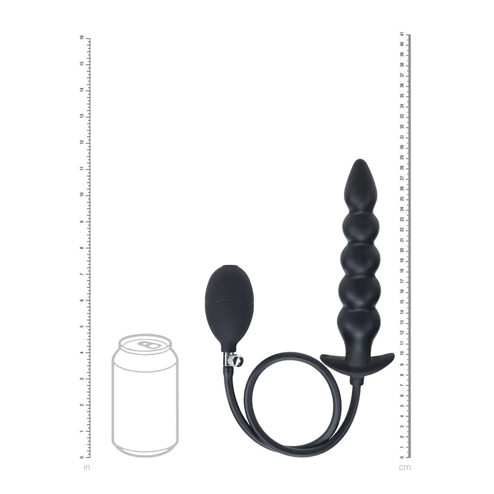 LEVELZ Beaded Inflatable Anal Plug - Black Inflatable Butt Plug
