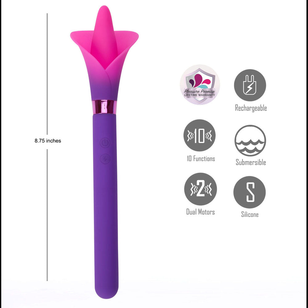 Maia VALA - Purple - Purple/Pink 22.2 cm USB Rechargeable Flower Vibrator