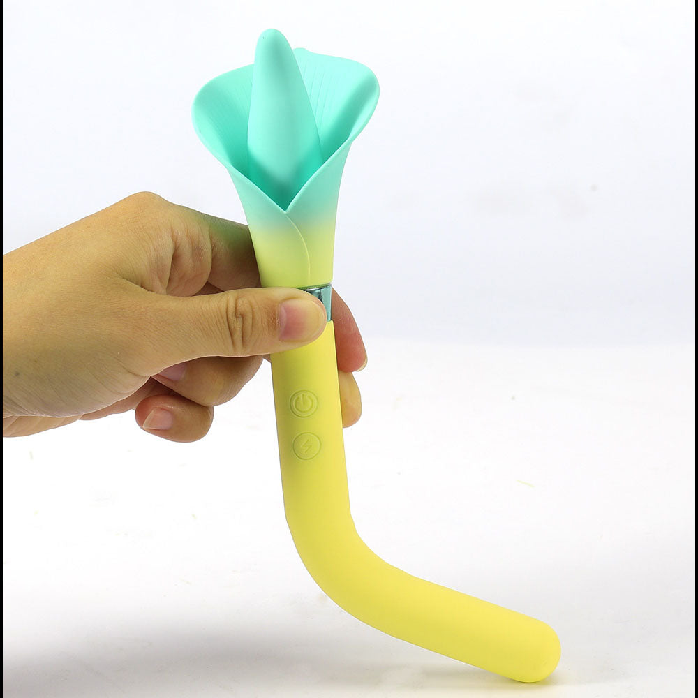 Maia VALA - Yellow - Yellow/Green 22.2 cm USB Rechargeable Flower Vibrator