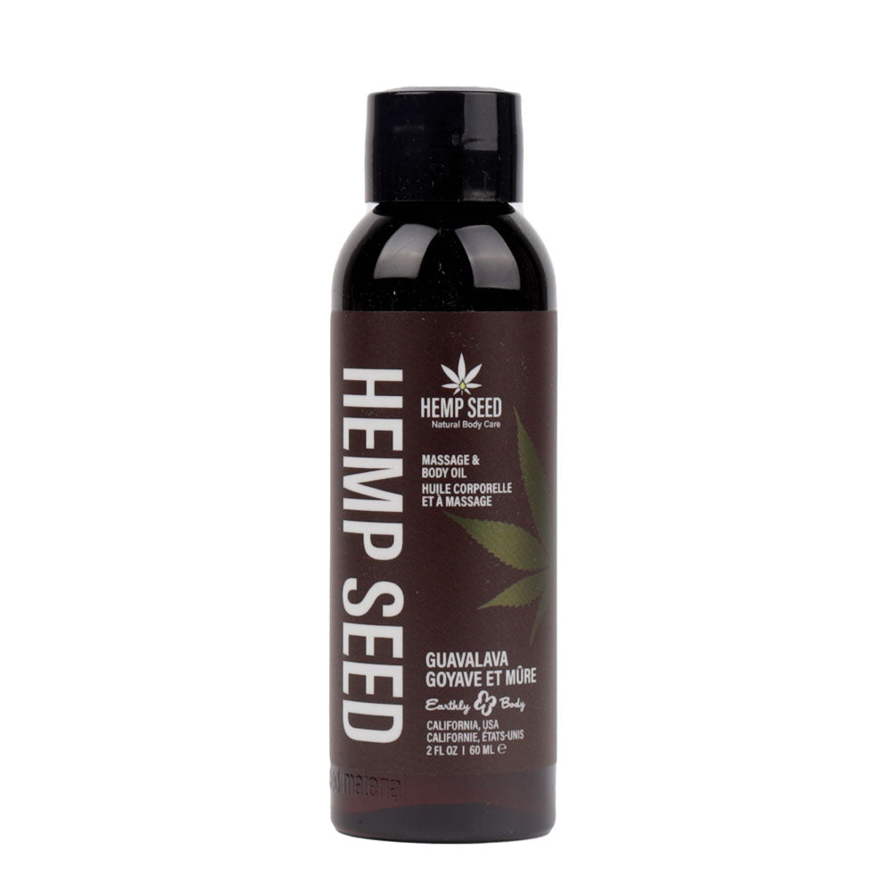 Hemp Seed Massage & Body Oil - Guavalava (Guava & Blackberry) Scented - 59 ml Bottle
