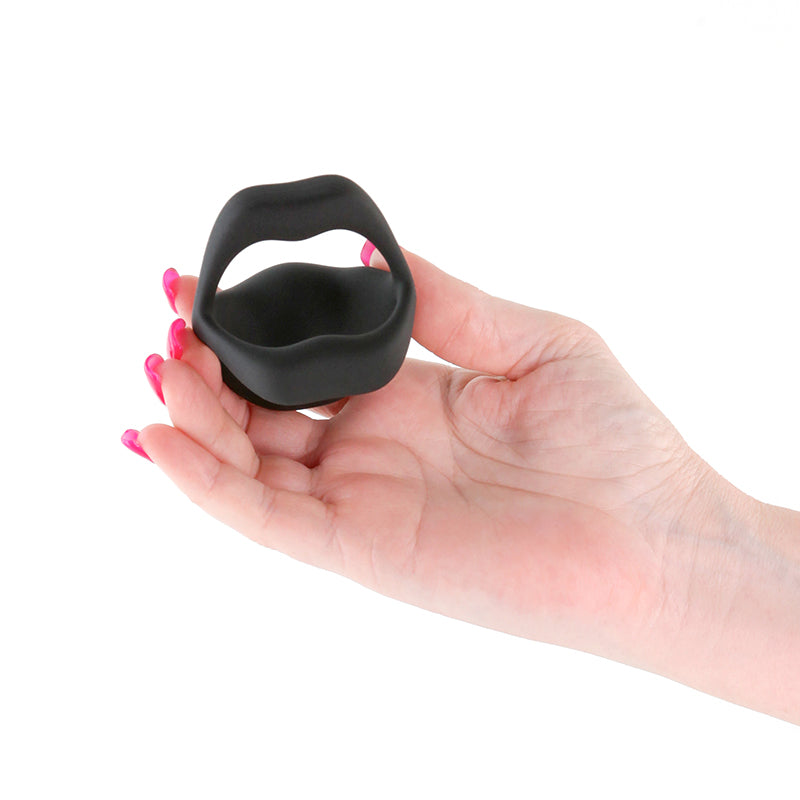 Techno - Strobe - Black - Black USB Rechargeable Vibrating Cock Ring with App Control