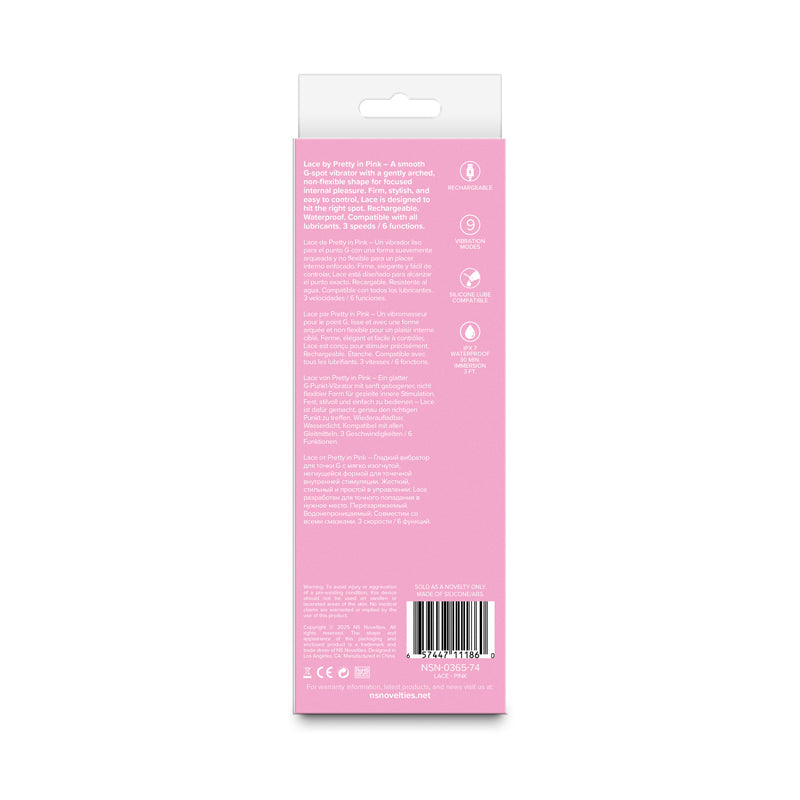 Pretty in Pink Lace - Pink - Pink 18.7 cm USB Rechargeable Vibrator