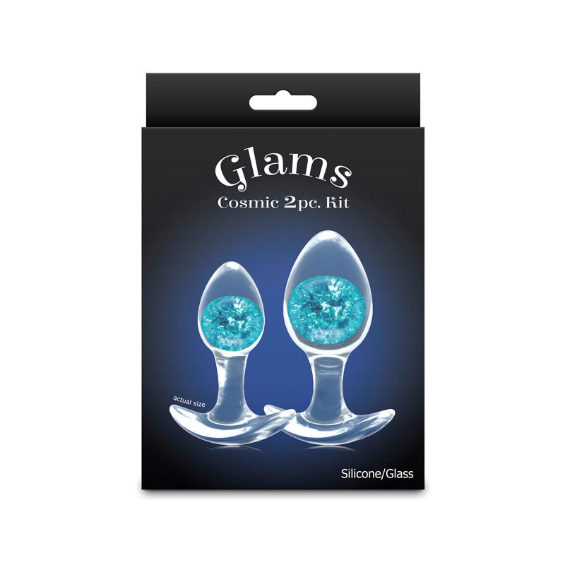 Glams Cosmic 2pc Kit - Blue - Clear/Blue Butt Plugs - Set of 2 Sizes