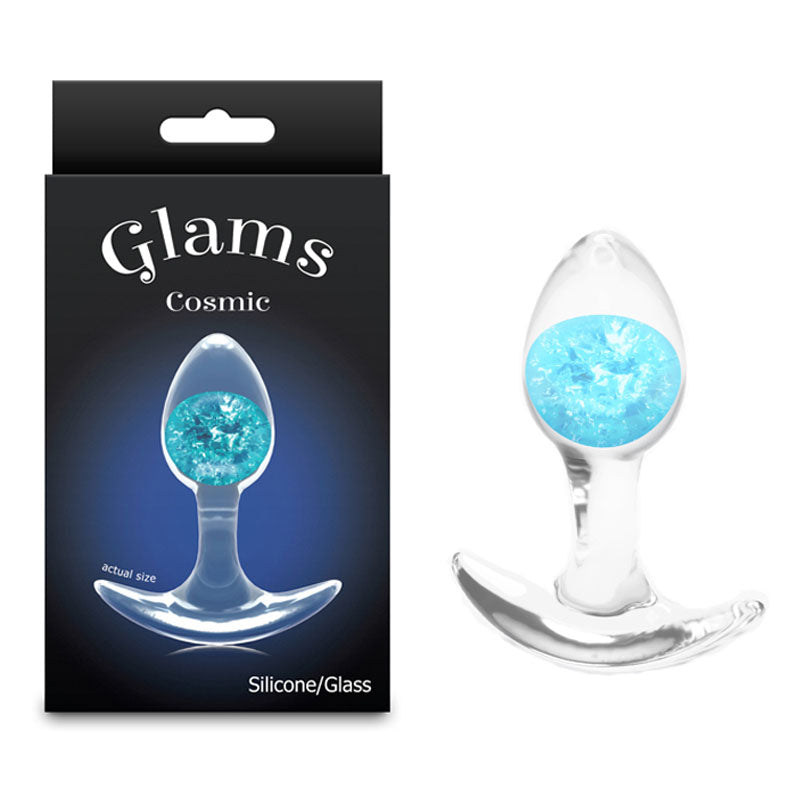 Glams Cosmic - Small - Blue - Clear/Blue 8.1 cm Small Butt Plug