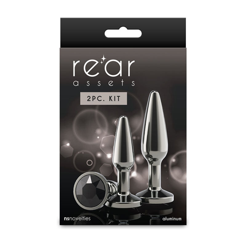 Rear Assets Tapered Trainer Kit - Gunmetal - Gunmetal Grey Metal Butt Plugs - Set of 2 Sizes