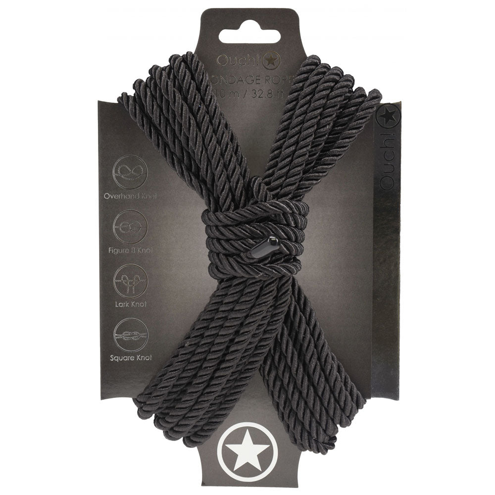 OUCH! Bondage Rope - 10 M - Black - Black Nylon Bondage Rope - 10 metre Length