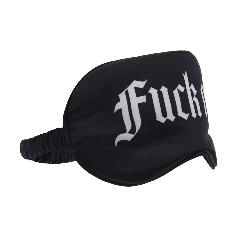 OUCH! Satin Mask - Fuck Off - Black Printed Eye Mask