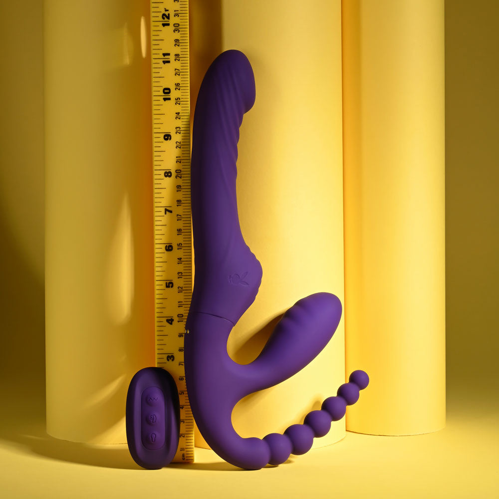 Playboy Pleasure HUG IT OUT - Purple 29 cm USB Rechargeable Strapless Strap-On