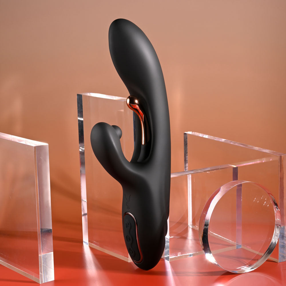 Playboy Pleasure AUREUS - Black 22.7 cm USB Rechargeable Rabbit Vibrator with Internal Flicker