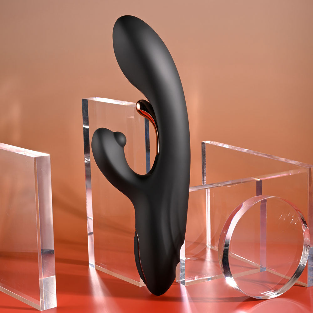 Playboy Pleasure AUREUS - Black 22.7 cm USB Rechargeable Rabbit Vibrator with Internal Flicker