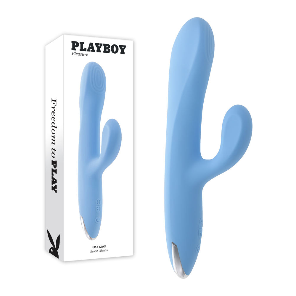 Playboy Pleasure UP AND AWAY - Blue 26.7 cm USB Rechargeable Rabbit Vibrator