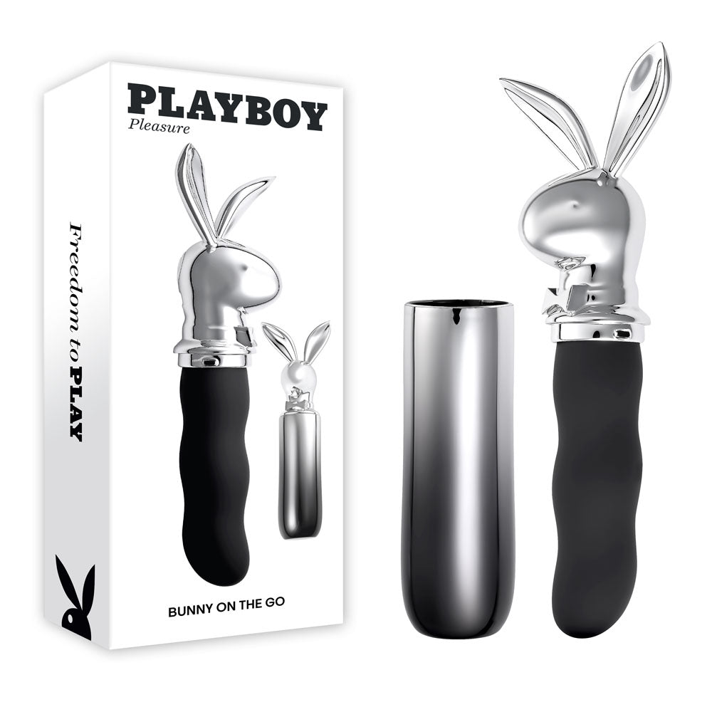Playboy Pleasure BUNNY ON THE GO - Black/Chrome 18.6 cm USB-C Rechargeable Vibrator