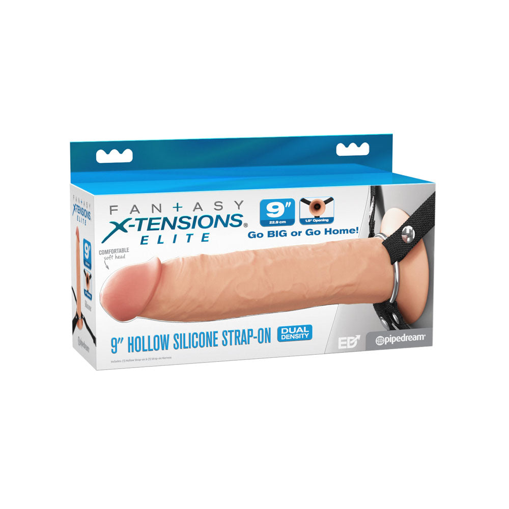 Fantasy X-Tensions Elite 9'' Silicone Hollow Strap-On - Flesh - Flesh 22.9 cm Hollow Strap-On